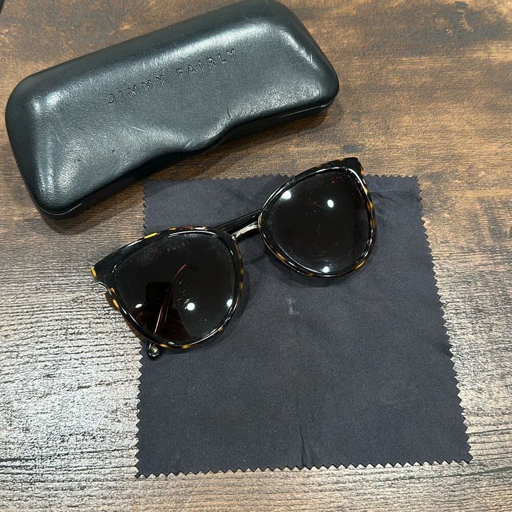 Jimmy Fairly Womens C51 Cellulose Acetate Frame Sunglasses Tortoise Cat eye Case
